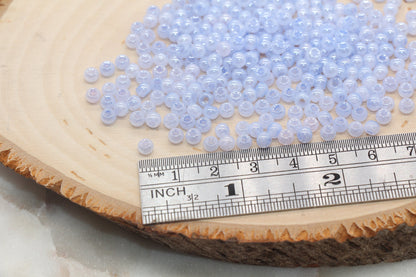 Round Creamy Glass Seed Beads, 4mm 6/0 Glass Round Seed Beads, Creamy Dusk Blue Seed Beads, Glossy Rocailles Beads, Beading Supplies #2738