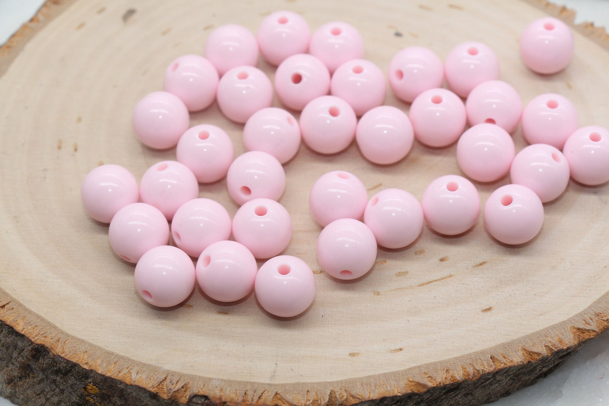 12mm Light Pink Gumball Beads, Round Acrylic Loose Beads, Bubblegum Beads, Chunky Beads, Bubble Gum Beads, Smooth Plastic Round Beads #1593