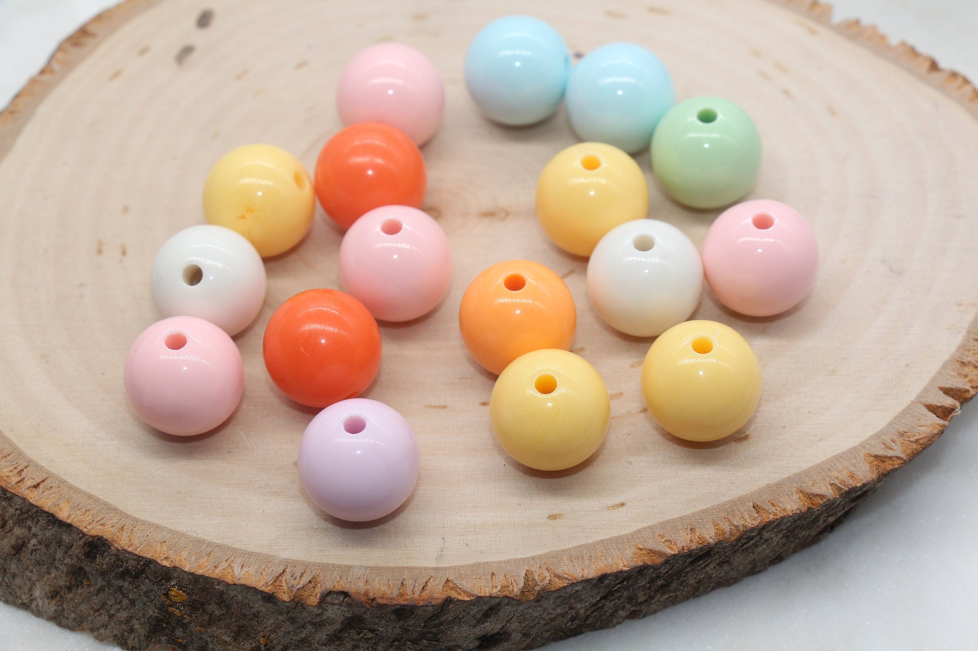 16mm Multicolor Gumball Beads, Round Acrylic Loose Beads, Solid Bubblegum Beads, Chunky Beads, Smooth Round Plastic Beads #2835