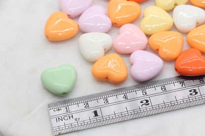 Mix Heart Beads, Multicolor Acrylic Heart Beads, Chunky Heart Beads, Plastic Heart Shape Beads, Vertical Hole Hearts #2837