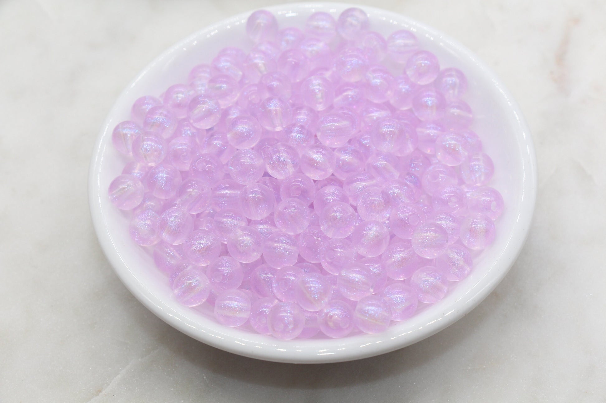 8mm Lilac Glitter Round Beads, Iridescent Acrylic Gumball Beads, Translucent Round Spacer Beads, Bubblegum Beads, Plastic Round Bead #2848