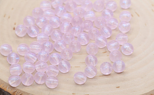 8mm Lilac Glitter Round Beads, Iridescent Acrylic Gumball Beads, Translucent Round Spacer Beads, Bubblegum Beads, Plastic Round Bead #2848