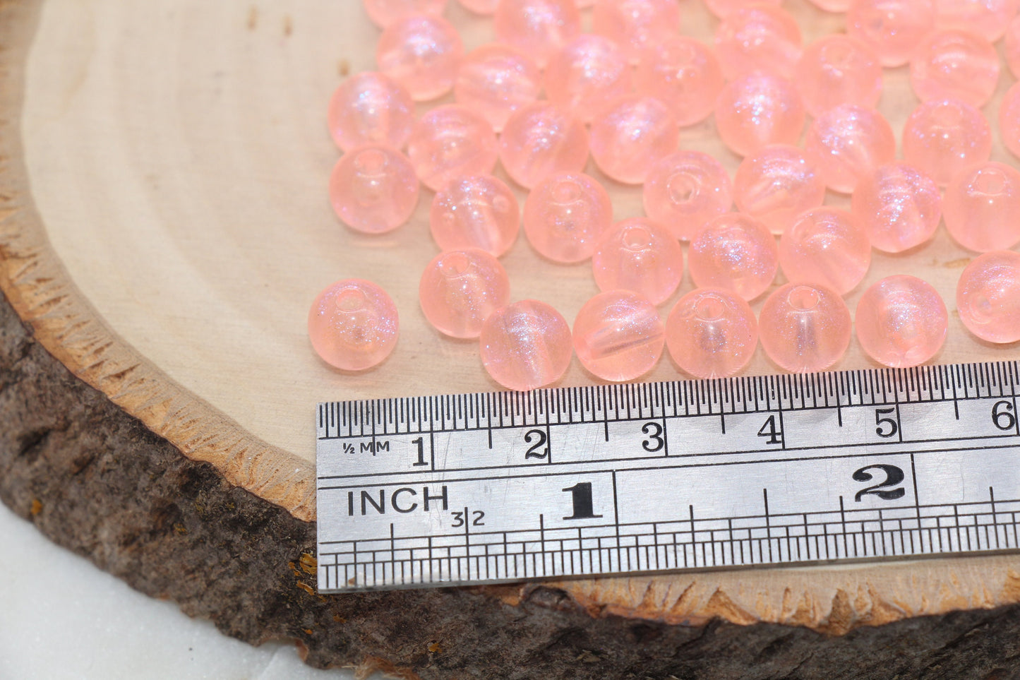 8mm Pink Glitter Round Beads, Iridescent Acrylic Gumball Beads, Translucent Round Spacer Beads, Bubblegum Beads, Plastic Round Bead #2856