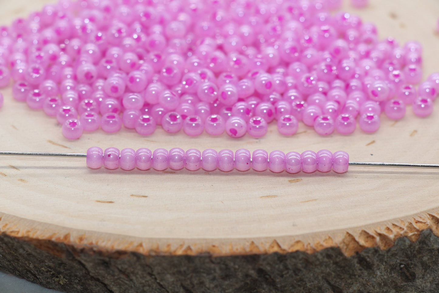 Round Creamy Glass Seed Beads, 4mm 6/0 Glass Round Seed Beads, Creamy Pink Seed Beads, Glossy Rocailles Beads, Beading Supplies #2746