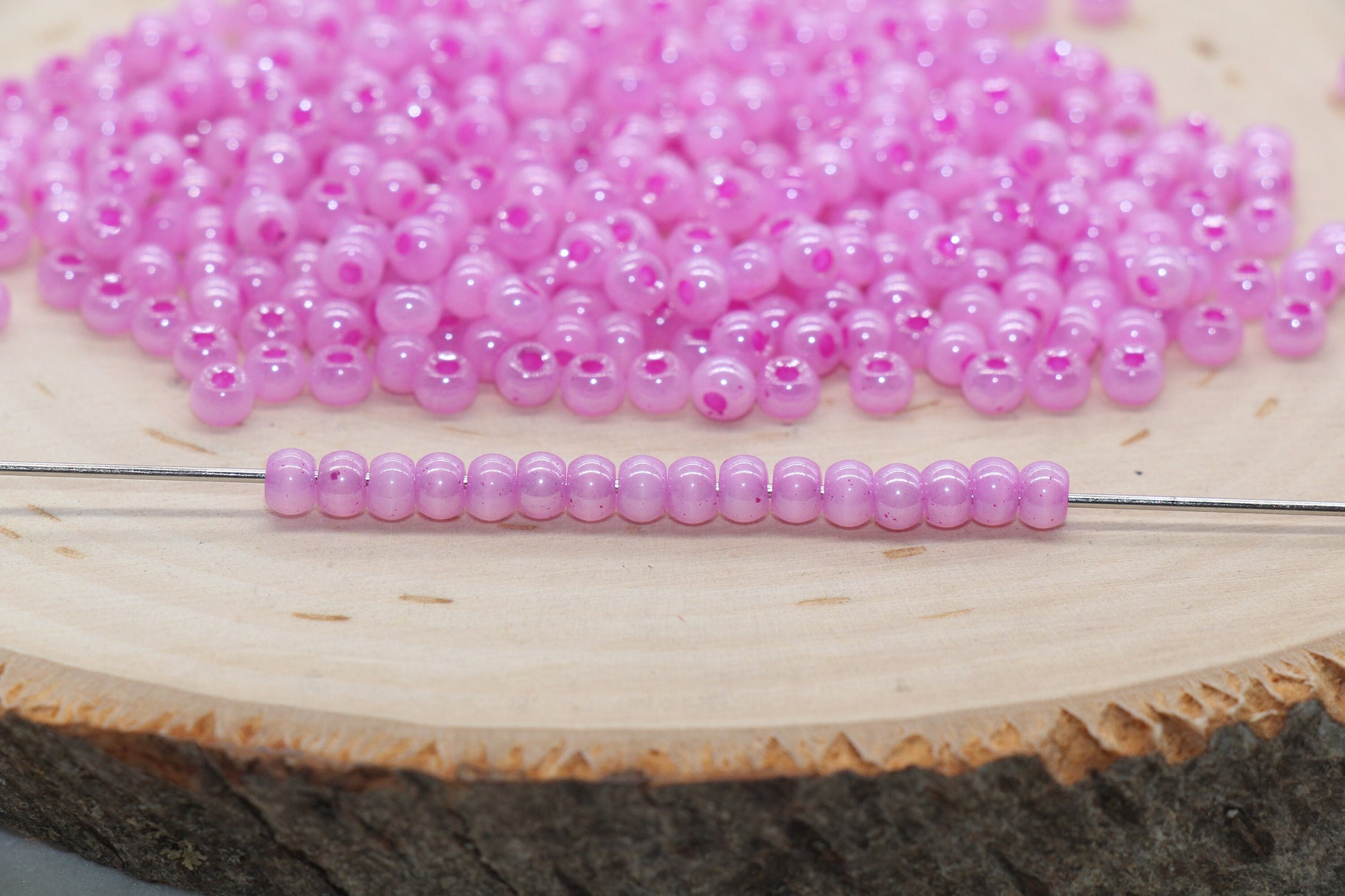 Round Creamy Glass Seed Beads, 4mm 6/0 Glass Round Seed Beads, Creamy Pink Seed Beads, Glossy Rocailles Beads, Beading Supplies #2746