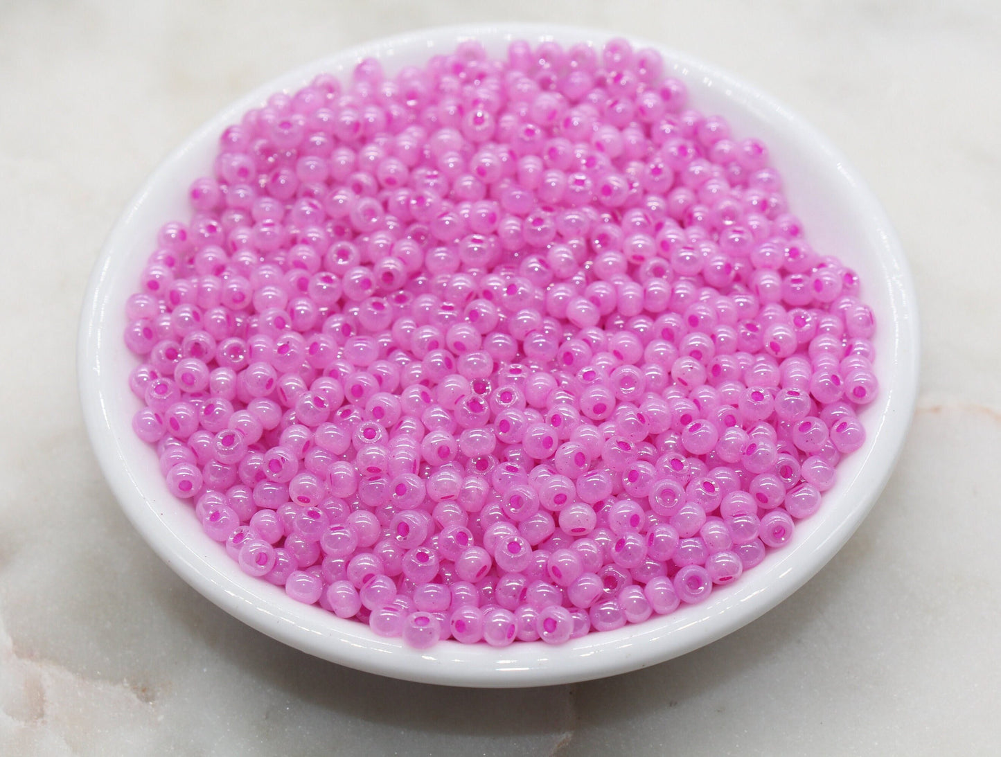 Round Creamy Glass Seed Beads, 4mm 6/0 Glass Round Seed Beads, Creamy Pink Seed Beads, Glossy Rocailles Beads, Beading Supplies #2746