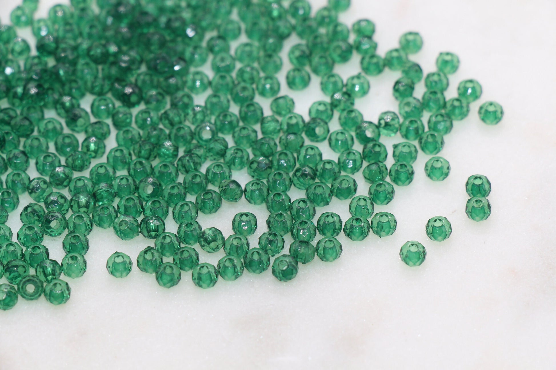 4mm Dark Green Transparent Faceted Rondelle Beads, Green Faceted Acrylic Loose Beads, Bubblegum Beads, Bead for Bracelet #2869