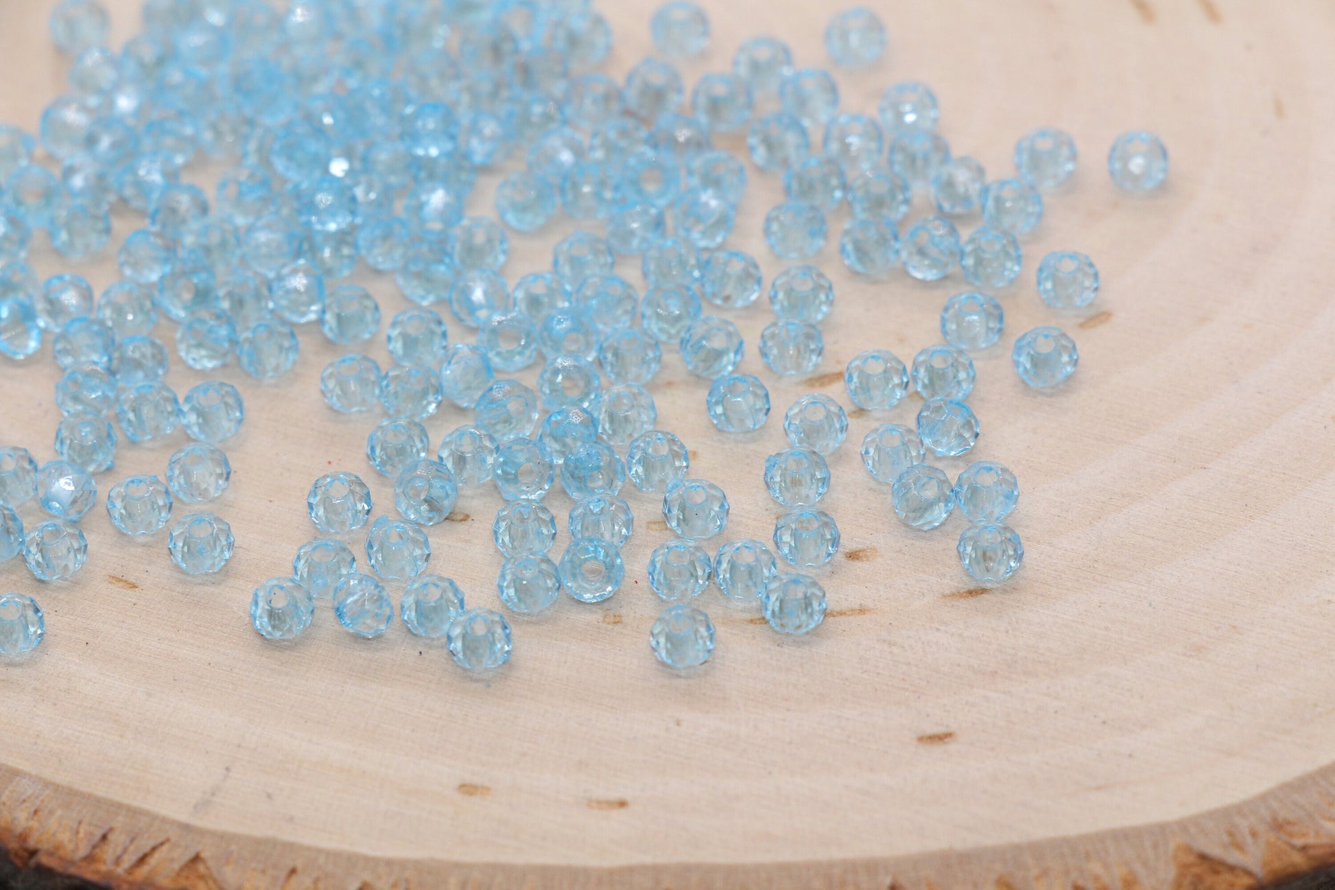 4mm Blue Transparent Faceted Rondelle Beads, Blue Faceted Acrylic Loose Beads, Bubblegum Beads, Bead for Bracelet #2870