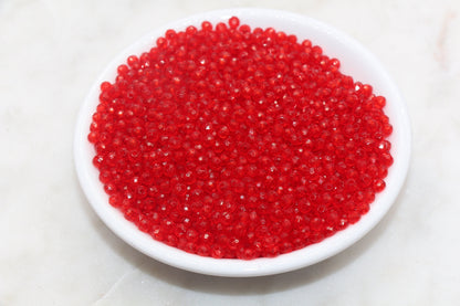 4mm Red Transparent Faceted Rondelle Beads, Red Faceted Acrylic Loose Beads, Bubblegum Beads, Bead for Bracelet #2871