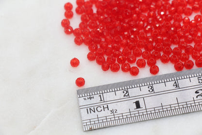 4mm Red Transparent Faceted Rondelle Beads, Red Faceted Acrylic Loose Beads, Bubblegum Beads, Bead for Bracelet #2871