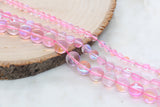 Pink Iridescent Beads, Imitation Moonstone, Pink Moonstone, Iridescent Glass, Size 6mm 8mm 12mm, #117