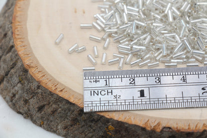 Tube Shape Glass Seed Beads, Silver Lined Bugle Beads, Size 4mm Beading Supplies #2748