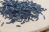 6mm metallic blue bugle beads tube glass seed beads
