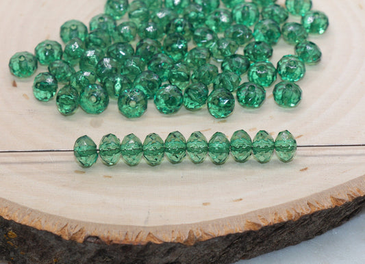 8mm Green Transparent Faceted Rondelle Beads, Faceted Acrylic Loose Beads, Bubblegum Beads, Chunky Beads, #2774