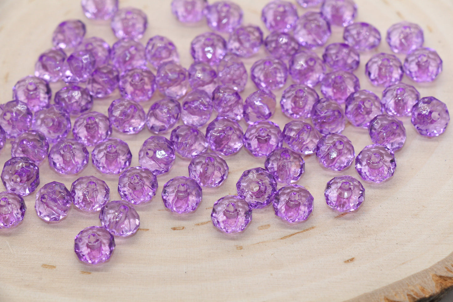 8mm Purple Transparent Faceted Rondelle Beads, Faceted Acrylic Loose Beads, Bubblegum Beads, Chunky Beads, #2775