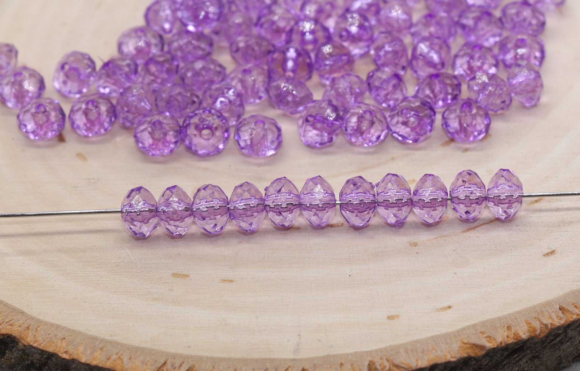 8mm Purple Transparent Faceted Rondelle Beads, Faceted Acrylic Loose Beads, Bubblegum Beads, Chunky Beads, #2775