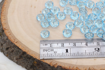 8mm Light Blue Transparent Faceted Rondelle Beads, Faceted Acrylic Loose Beads, Bubblegum Beads, Chunky Beads, #2777