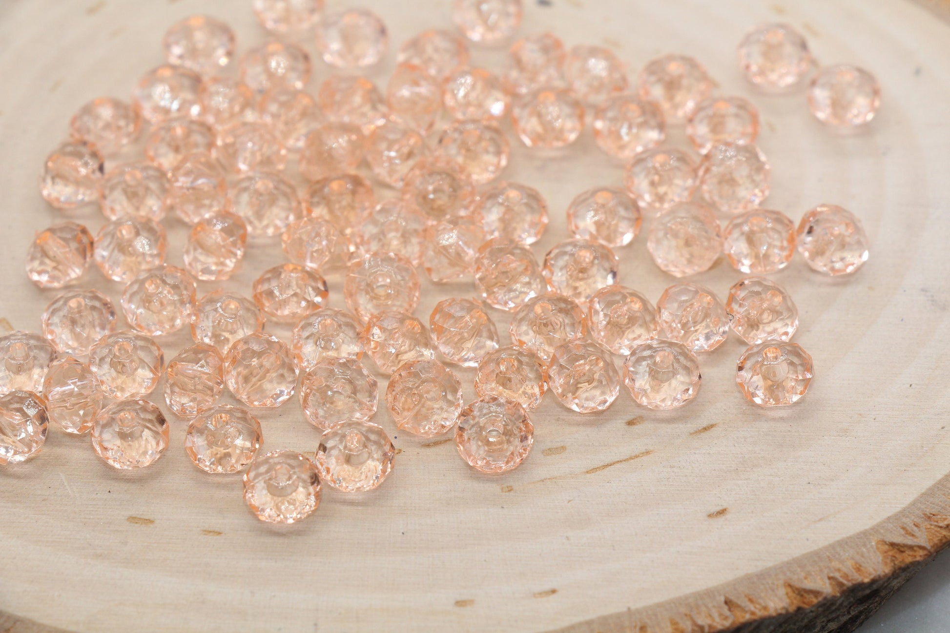 8mm Peach Transparent Faceted Rondelle Beads, Faceted Acrylic Loose Beads, Bubblegum Beads, Chunky Beads, #2779