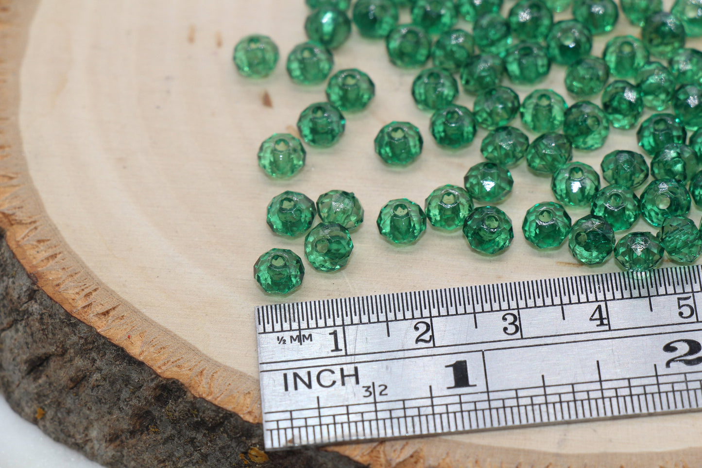 6mm Green Transparent Faceted Rondelle Beads, Faceted Acrylic Loose Beads, Bubblegum Beads, Chunky Beads, #2784