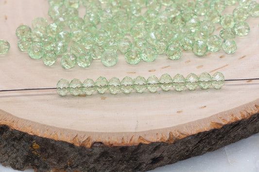 6mm Light Green Transparent Faceted Rondelle Beads, Faceted Acrylic Loose Beads, Bubblegum Beads, Chunky Beads, #2788