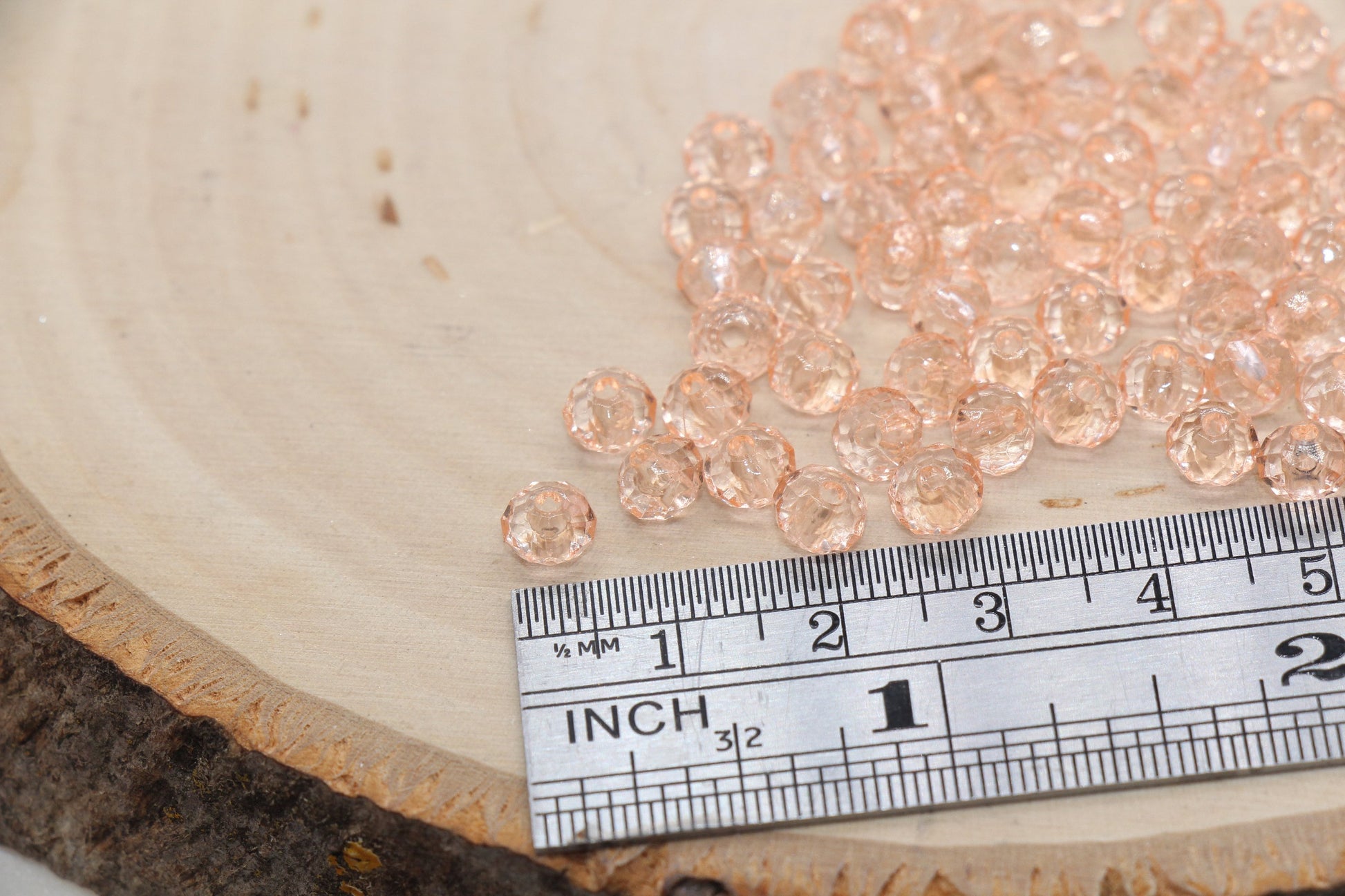 6mm Peach Transparent Faceted Rondelle Beads, Faceted Acrylic Loose Beads, Bubblegum Beads, Chunky Beads, #2791
