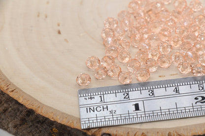 6mm Peach Transparent Faceted Rondelle Beads, Faceted Acrylic Loose Beads, Bubblegum Beads, Chunky Beads, #2791