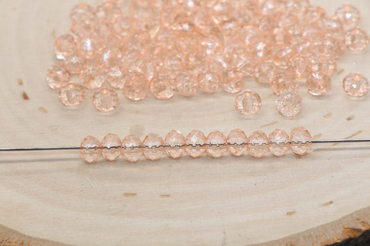 6mm Peach Transparent Faceted Rondelle Beads, Faceted Acrylic Loose Beads, Bubblegum Beads, Chunky Beads, #2791