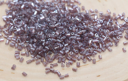 Tube Shape Glass Seed Beads, Glossy Purple Tube Bugle Beads, Size 2mm Beading Supplies #2798