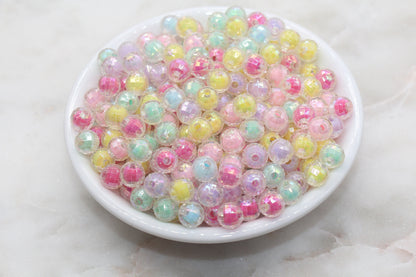 8mm Assort AB Faceted Gumball Beads, Multicolor Iridescent Faceted Acrylic Loose Beads, Bubblegum Beads, Chunky Beads, Bracelet Beads #487