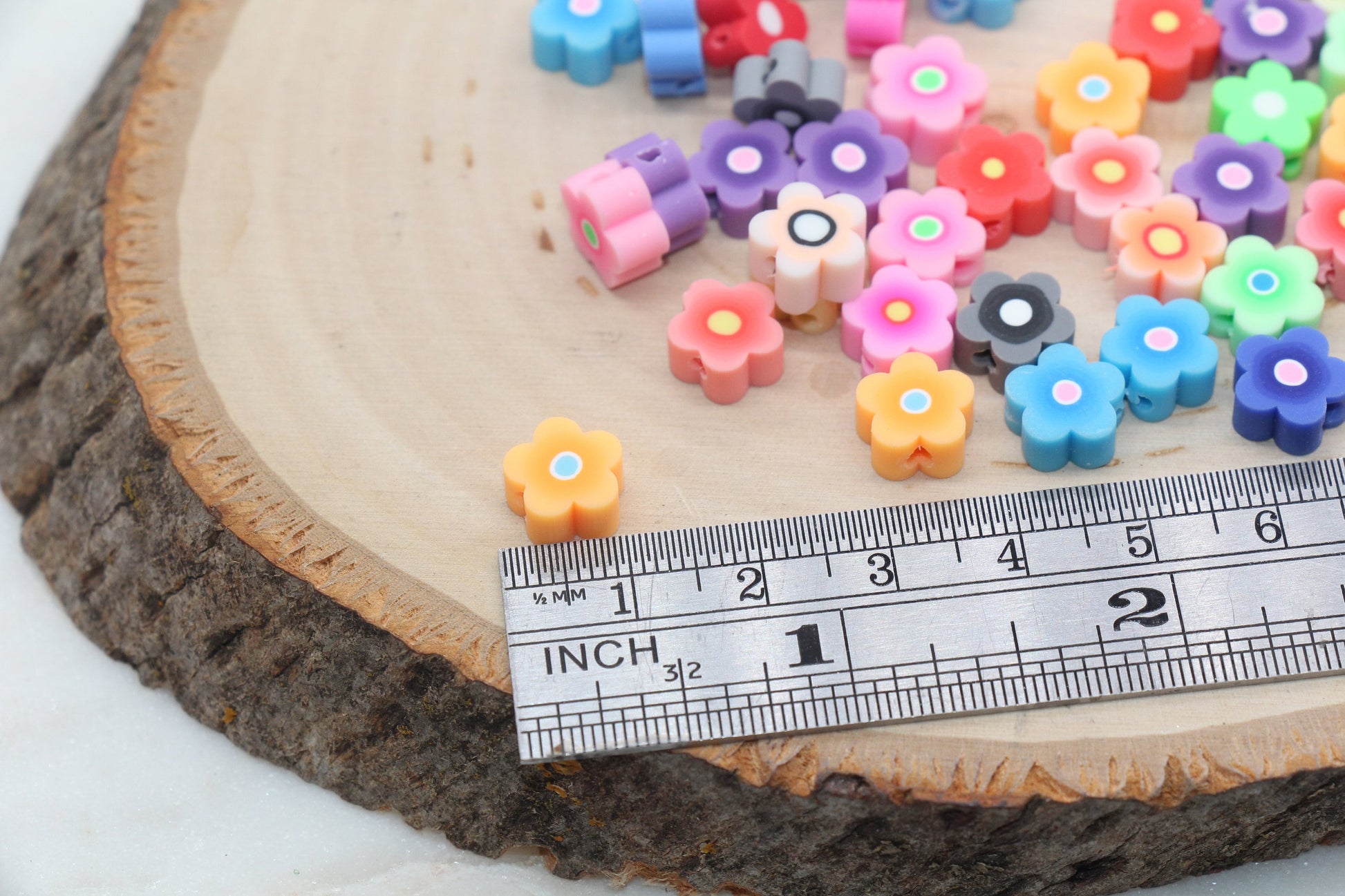 Flower Polymer Clay Beads, Multicolor Flower Clay Beads, Flower Cane Beads, Fimo Cane Beads, Jewelry Beads, Beads for Bracelet #75