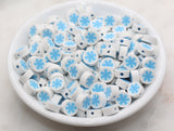 10mm blue snowflake polymer clay beads, christmas clay charms for bracelets 4