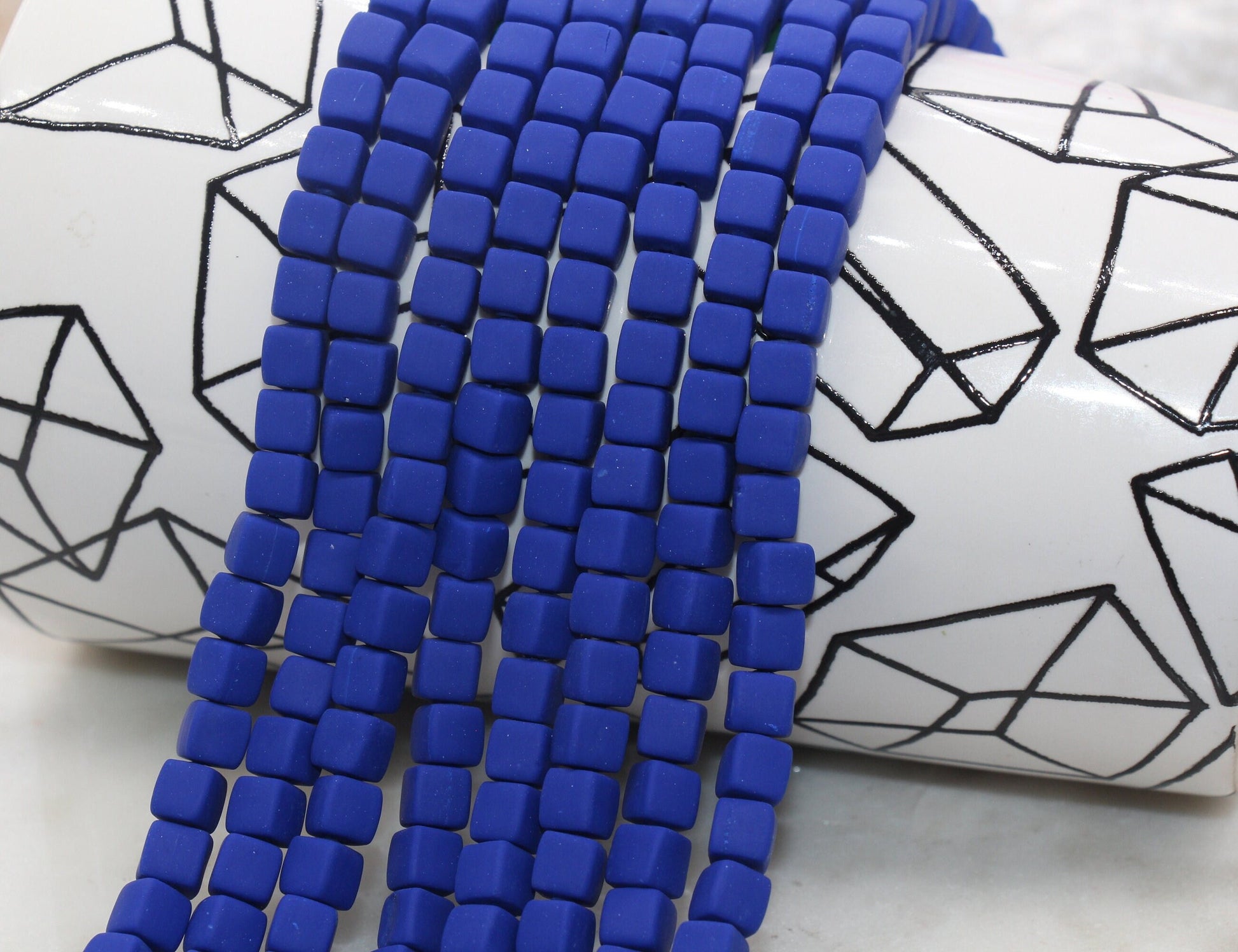 6mm Cube Polymer Clay Beads, Royal Blue Heishi Beads, Square Clay Beads, Jewelry Beads, Bead for Bracelet #312