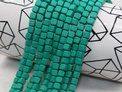 6mm Cube Polymer Clay Beads, Green Heishi Beads, Square Clay Beads, Jewelry Beads, Bead for Bracelet #295