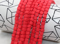 6mm red cube heishi beads for bracelets and DIY jewelry