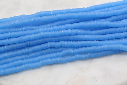 6mm Blue Heishi Beads, Jelly Look Polymer Clay Disc Beads, African Disc Beads, Vinyl Heishi, 16 inch Strand #229