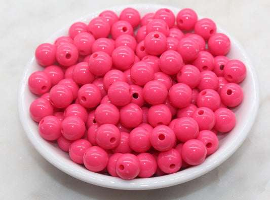 10mm Rose Pink Gumball Beads, Round Acrylic Loose Beads, Bubblegum Beads, Chunky Beads, Gumball Beads, Smooth Plastic Round Beads #2816