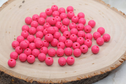 8mm Rose Pink Gumball Beads, Round Acrylic Loose Beads, Bubblegum Beads, Chunky Beads, Smooth Plastic Round Beads #2817