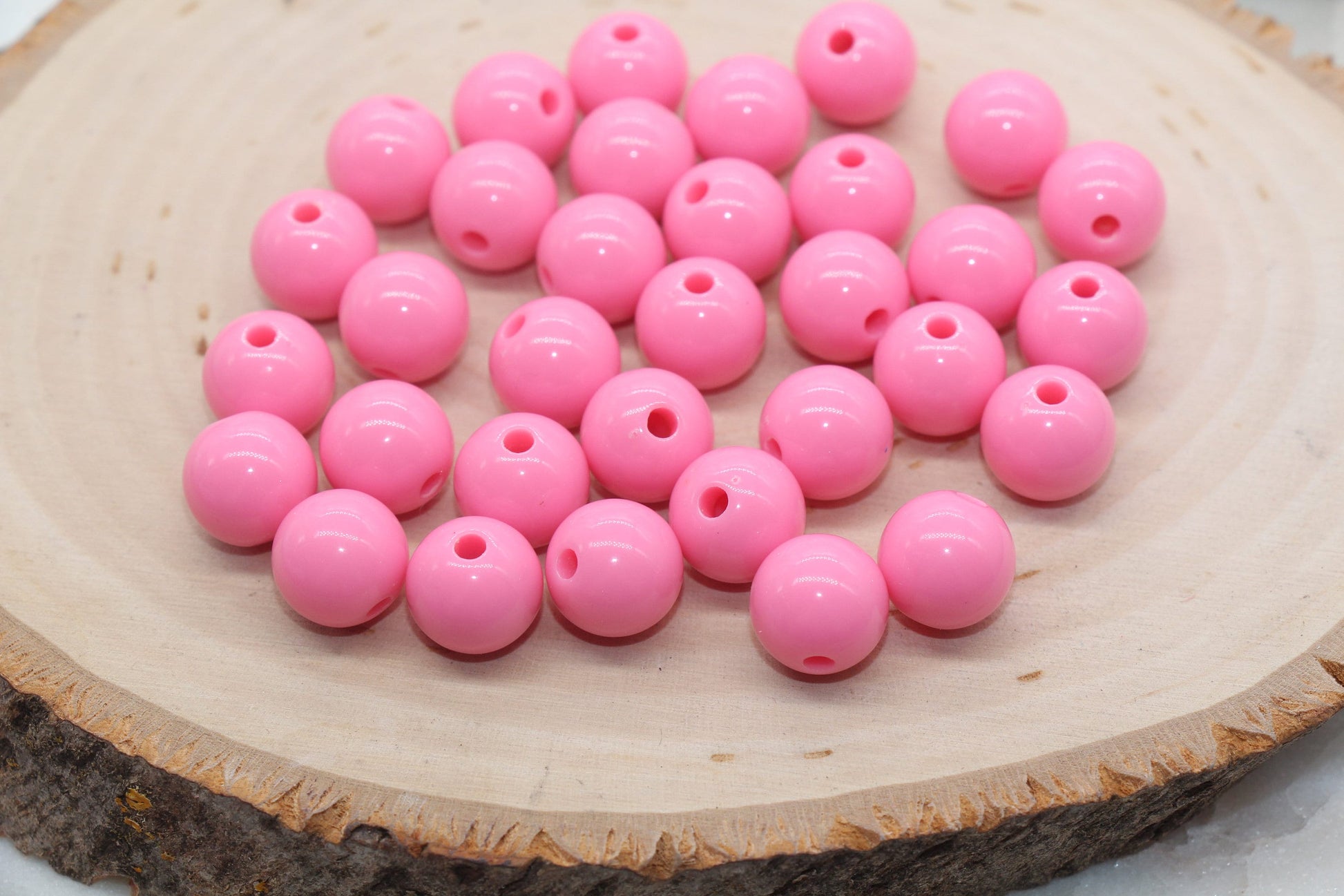12mm Bubblegum Pink Gumball Beads, Round Acrylic Loose Beads, Bubblegum Beads, Chunky Beads, Smooth Plastic Round Beads #2819
