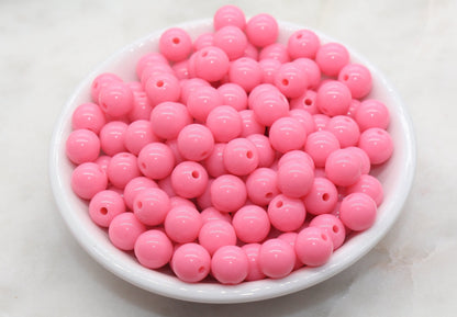 10mm Bubblegum Pink Gumball Beads, Round Acrylic Loose Beads, Bubblegum Beads, Chunky Beads, Gumball Beads, Smooth Plastic Round Beads #2820