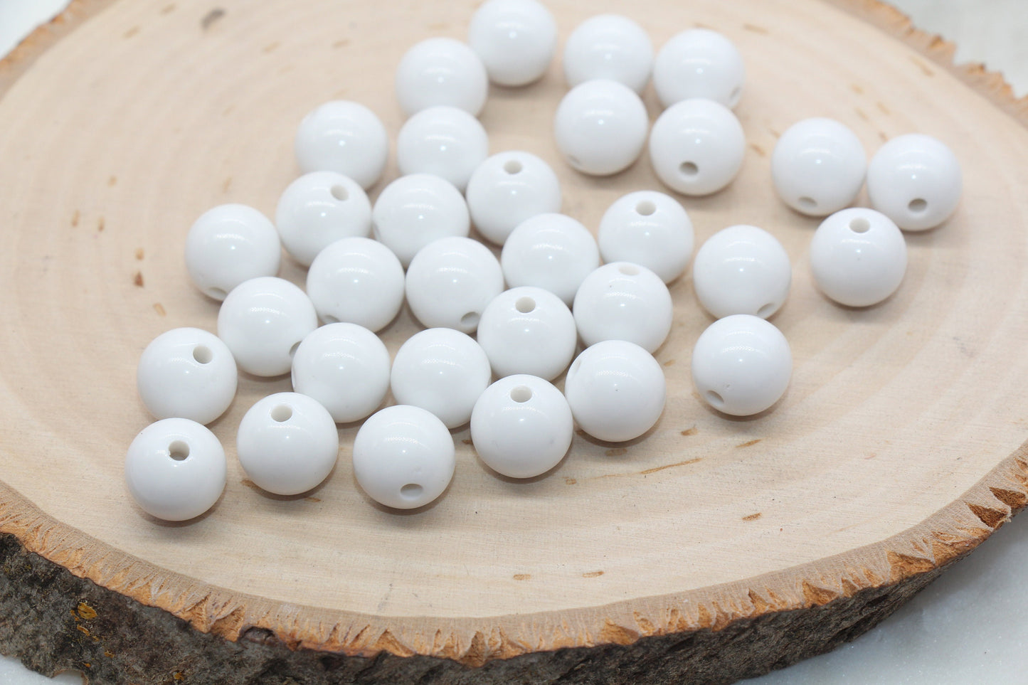 12mm White Gumball Beads, Round Acrylic Loose Beads, Bubblegum Beads, Chunky Beads, Smooth Plastic Round Beads #2826