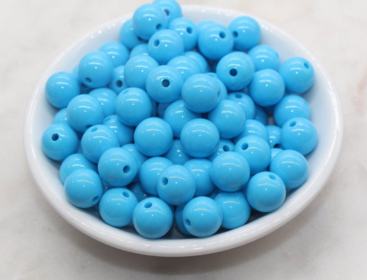 10mm Bright Blue Gumball Beads, Round Acrylic Loose Beads, Bubblegum Beads, Chunky Beads, Gumball Beads, Smooth Plastic Round Beads #2829