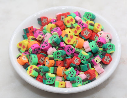 Assort Apple Polymer Clay Beads, Fruit Cane Beads, Facial Expression Fruit Clay Beads, Jewelry Beads #345