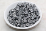 Checkered Polymer Clay Beads, Black Round Checkered Clay Beads, Loose Beads, Jewelry Beads, Beads for Bracelet #348