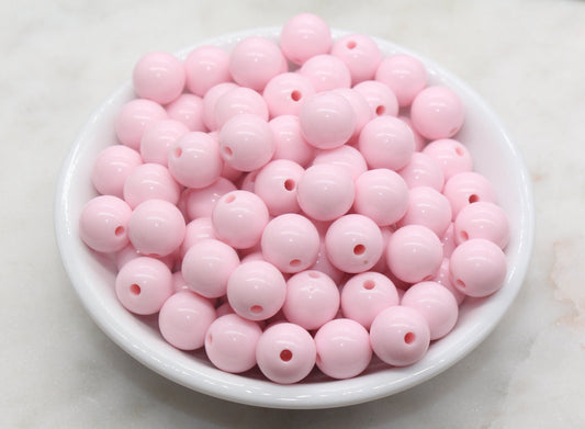 12mm Light Pink Gumball Beads, Round Acrylic Loose Beads, Bubblegum Beads, Chunky Beads, Bubble Gum Beads, Smooth Plastic Round Beads #1593