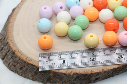 14mm Multicolor Gumball Beads, Round Acrylic Loose Beads, Solid Bubblegum Beads, Chunky Beads, Smooth Round Plastic Beads #2834