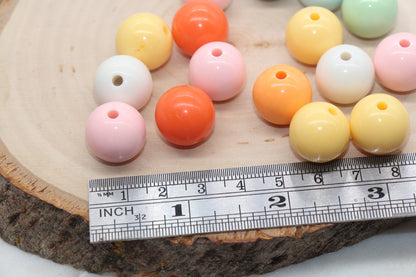 16mm Multicolor Gumball Beads, Round Acrylic Loose Beads, Solid Bubblegum Beads, Chunky Beads, Smooth Round Plastic Beads #2835