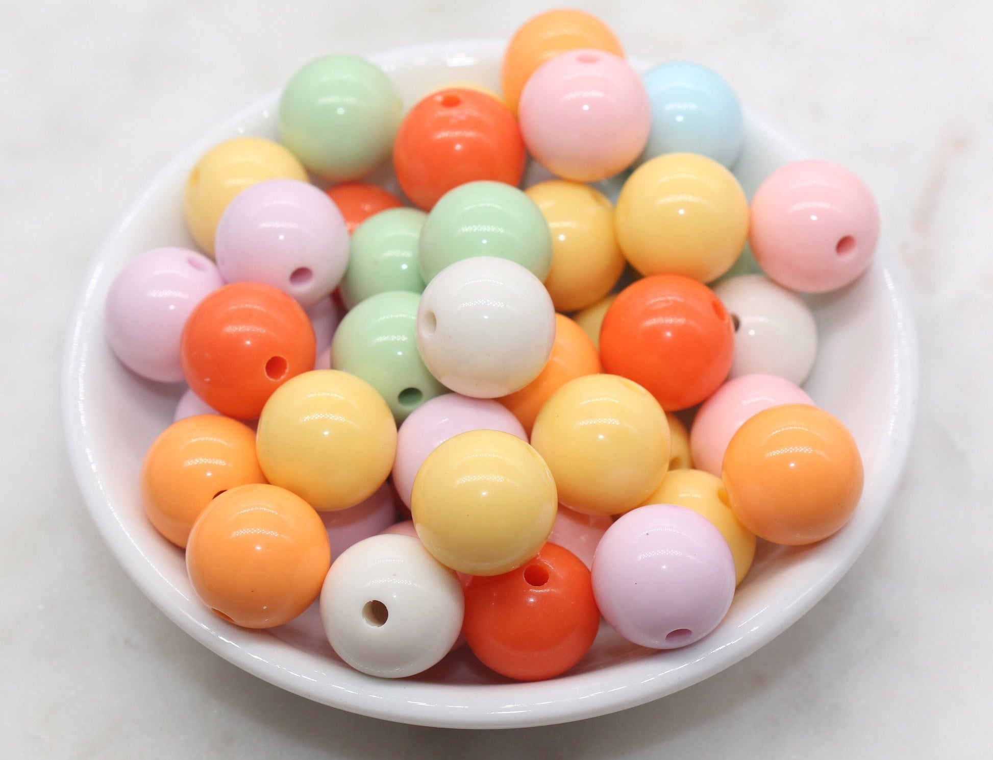 16mm Multicolor Gumball Beads, Round Acrylic Loose Beads, Solid Bubblegum Beads, Chunky Beads, Smooth Round Plastic Beads #2835