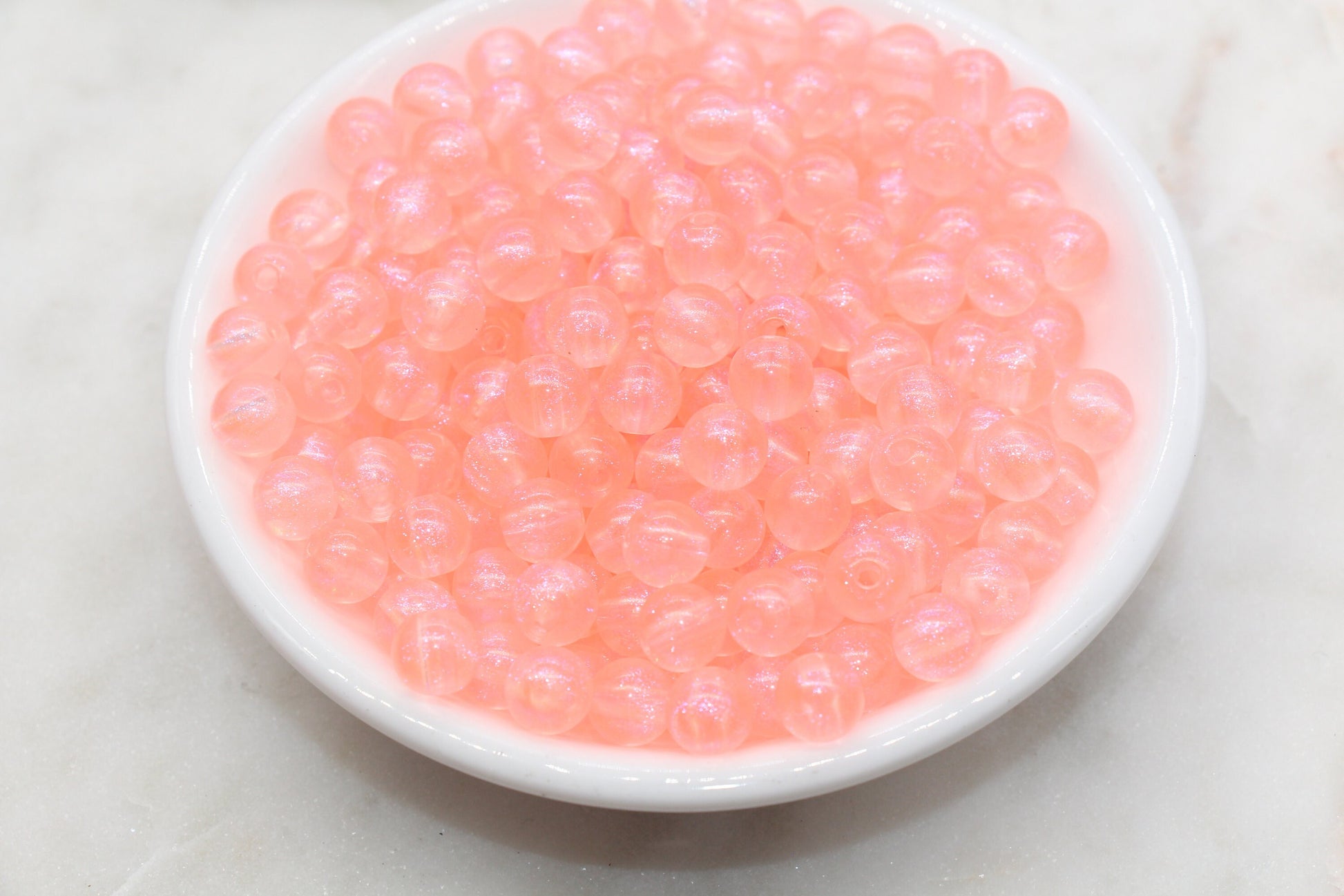 8mm Pink Glitter Round Beads, Iridescent Acrylic Gumball Beads, Translucent Round Spacer Beads, Bubblegum Beads, Plastic Round Bead #2856