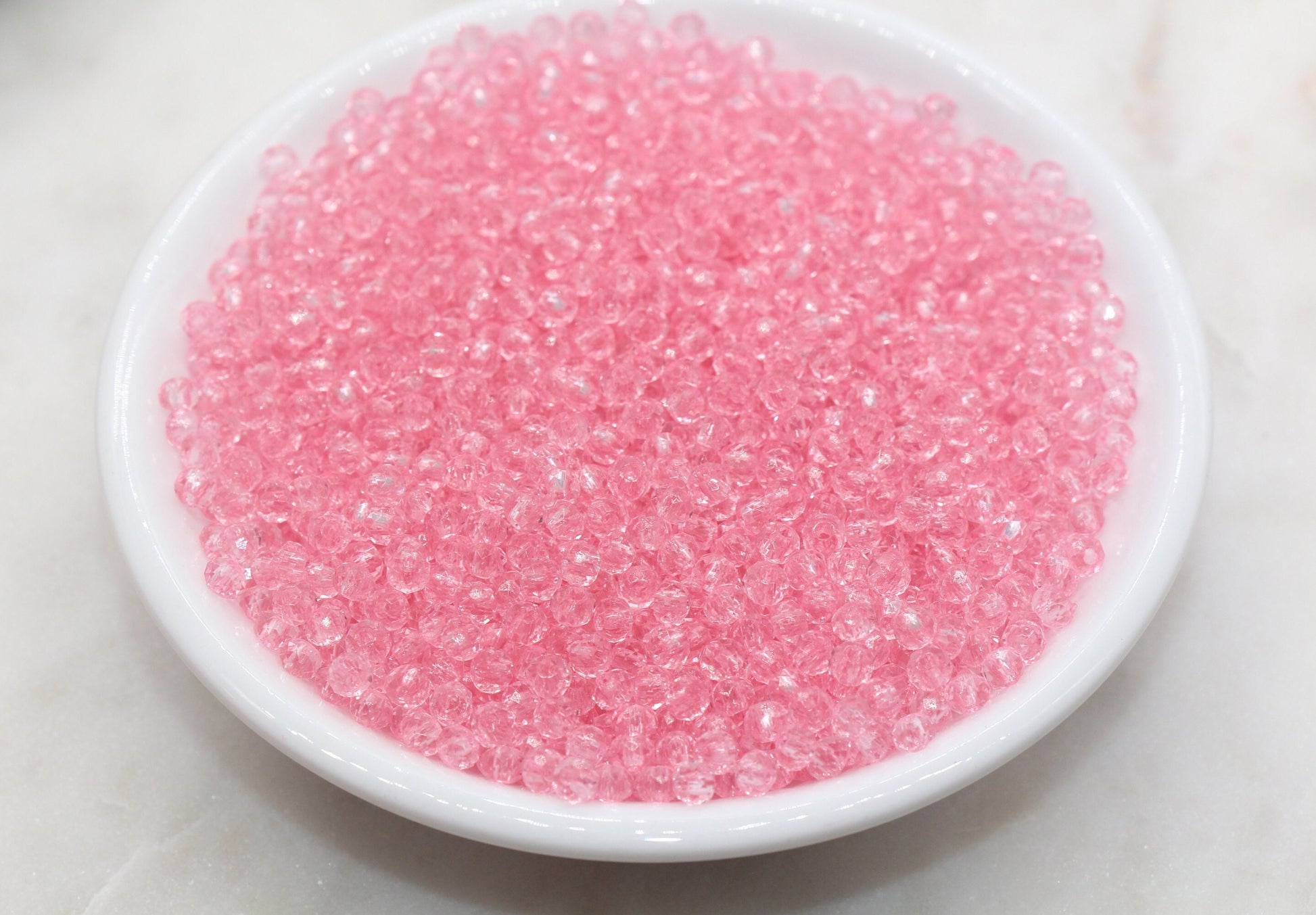 4mm Pink Transparent Faceted Rondelle Beads, Pink Faceted Acrylic Loose Beads, Bubblegum Beads, Bead for Bracelet #2866