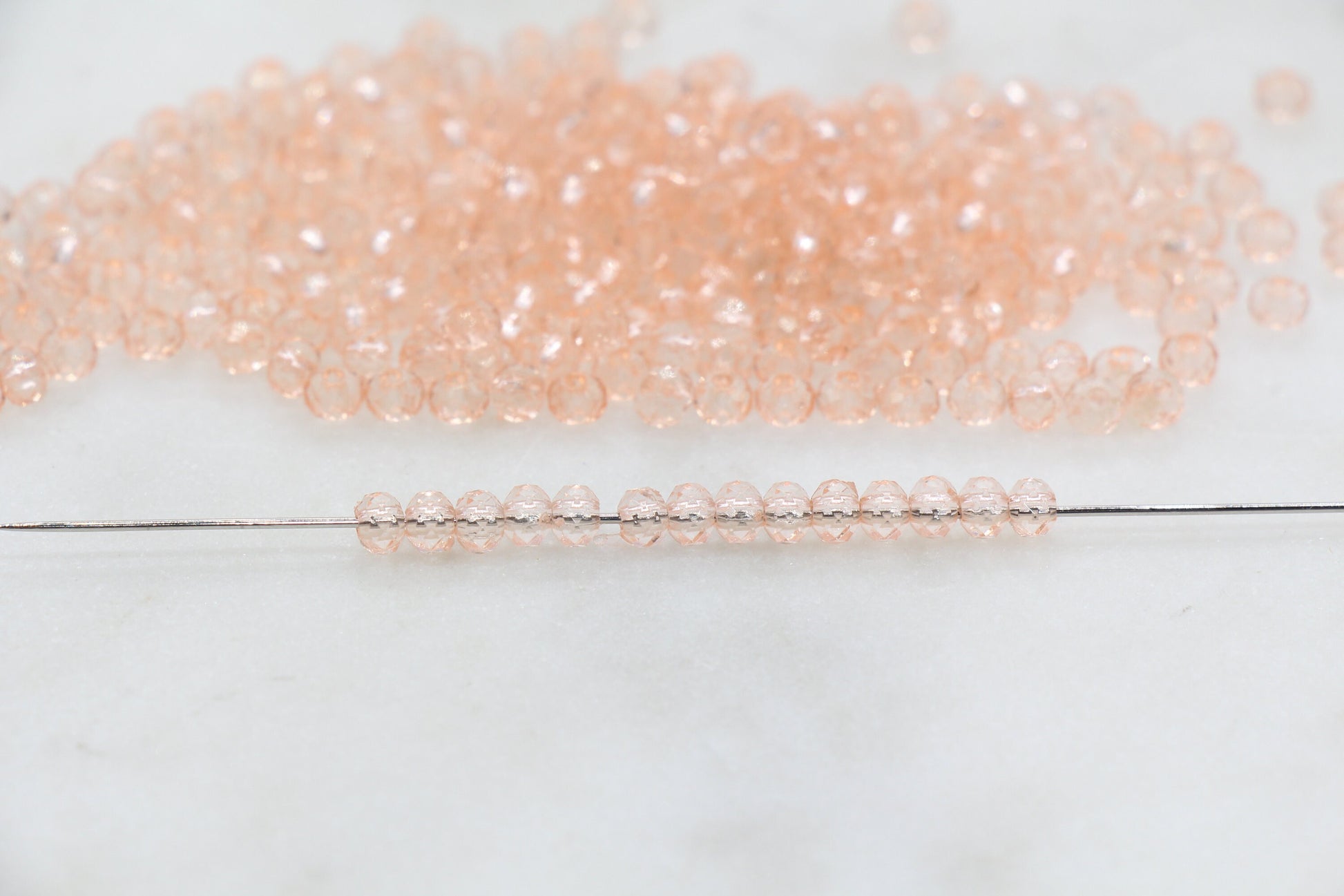 4mm Peach Transparent Faceted Rondelle Beads, Peach Faceted Acrylic Loose Beads, Bubblegum Beads, Bead for Bracelet #2867